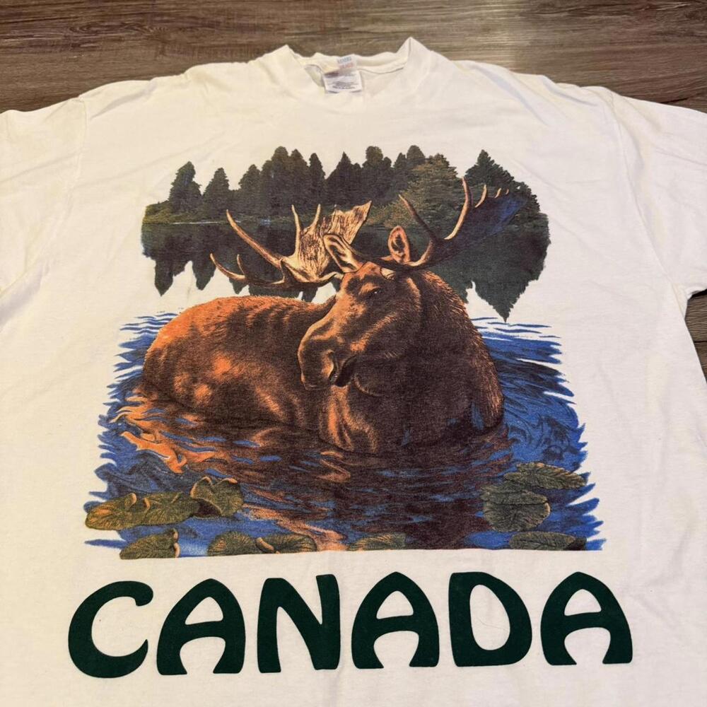 Vintage moose Canada big print t shirt 90s XL - Picture 2 of 7
